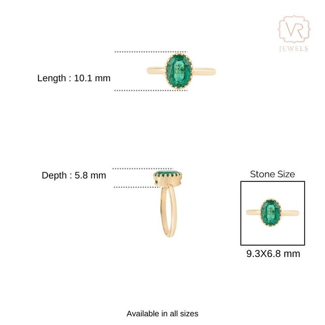 Vintage Inspired 1.9ct Natural Emerald Oval Solitaire Ring Size 5.5 in 18k Yellow Gold For Sale - Image 12 of 16