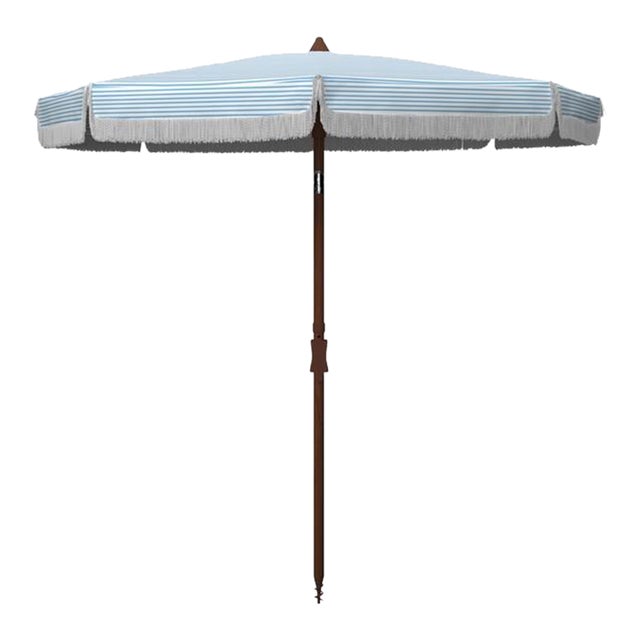 Outdoor Copen 6.5 ft Umbrella - White/Light Blue Stripe For Sale