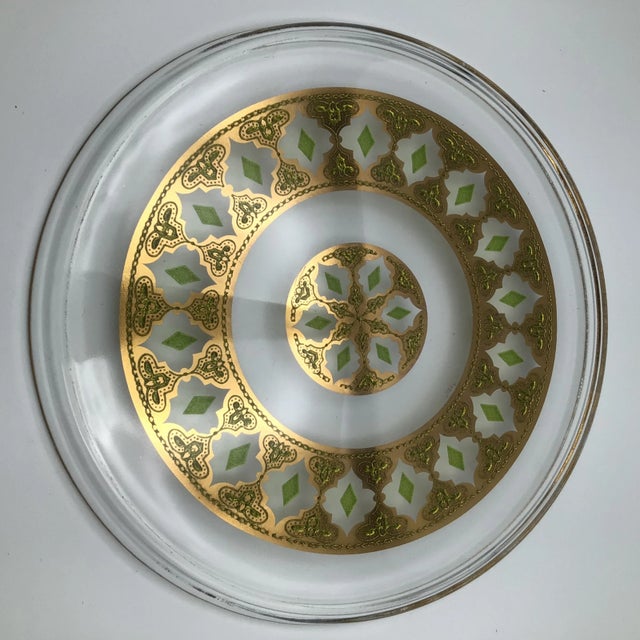 Culver Gold and Emerald Green Bowl and Platter - Set of 2 For Sale - Image 9 of 13