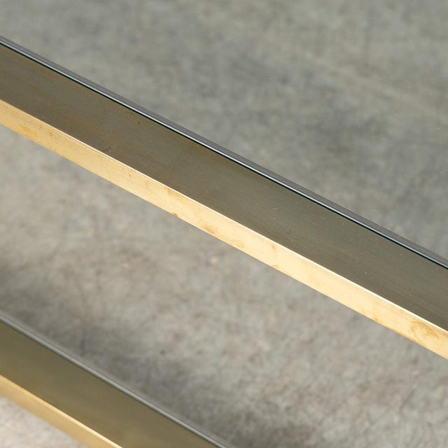 20th Century Hollywood Regency Italian Glass, Brass and Acrylic Glass Coffee Table, 1980 For Sale - Image 9 of 14