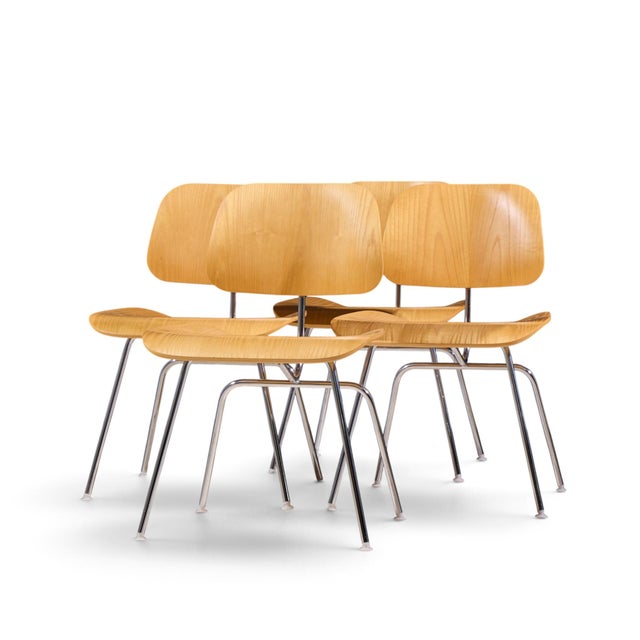 Mid-Century Modern Charles & Ray Eames for Herman Miller DCM Mid Century White Ash Dining Chairs - Set of 4 For Sale - Image 3 of 11