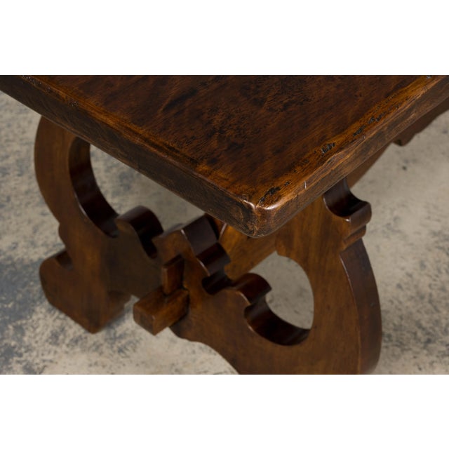 Brown Antique Spanish Renaissance Revival Walnut Trestle Dining Table For Sale - Image 8 of 16