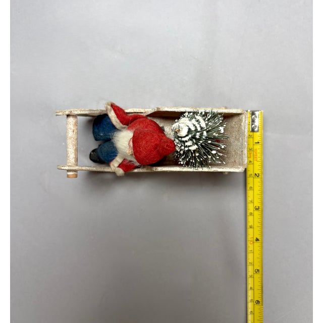 1940s Vintage German Putz Santa in Snowy Sleigh With Bottle Brush Tree For Sale - Image 14 of 15
