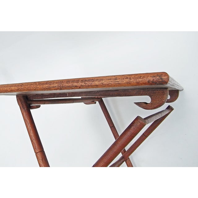 Tan Tray Foldable Side Table in Teak and Rattan Weave, Indonesia, 1980s For Sale - Image 8 of 11