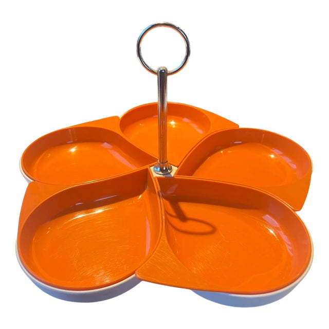 Vintage Orange Snack Bowls, 1960s, Set of 6 For Sale