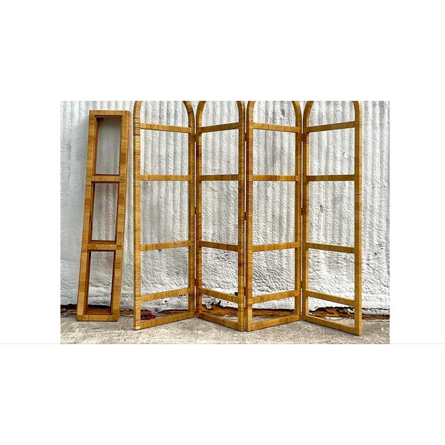 Vintage Coastal Arched Folding Rattan Etagere For Sale - Image 10 of 12