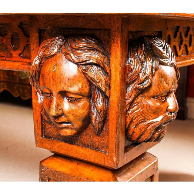 Elizabethan Revival Pollard Oak Dining Table and 14 Chairs, 19th Century, Set of 15 For Sale - Image 14 of 18