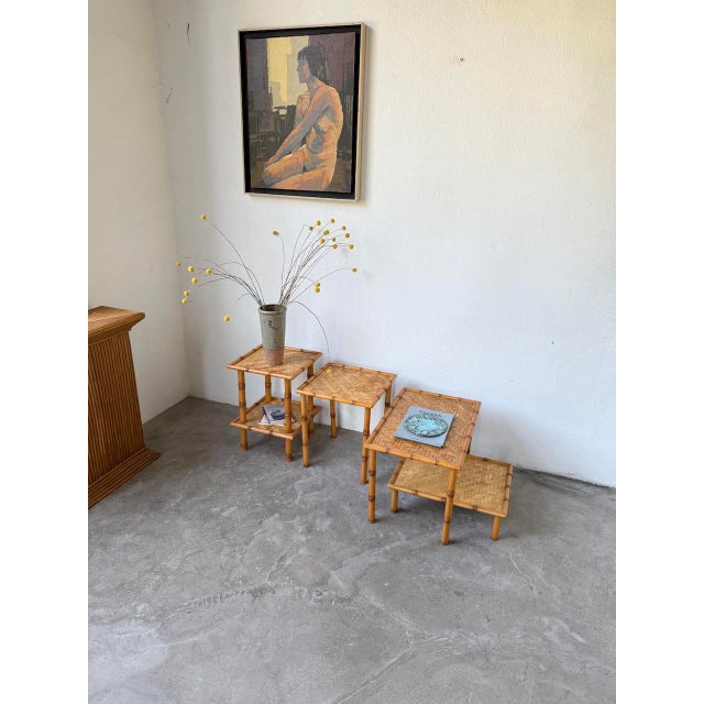 Nesting Tables in Rattan and Wicker, 1970, Set of 4 For Sale - Image 8 of 18