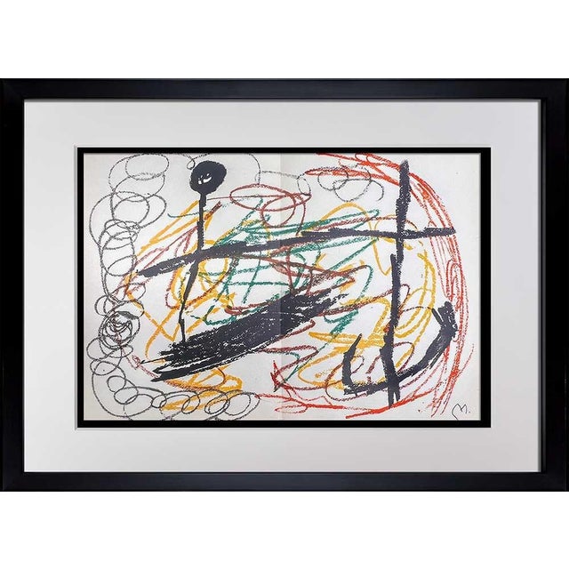 Abstract Joan Miro Lithograph Original Ltd. Edition Sign W/Catalog Ref. C95 W/Frame Included For Sale - Image 3 of 6