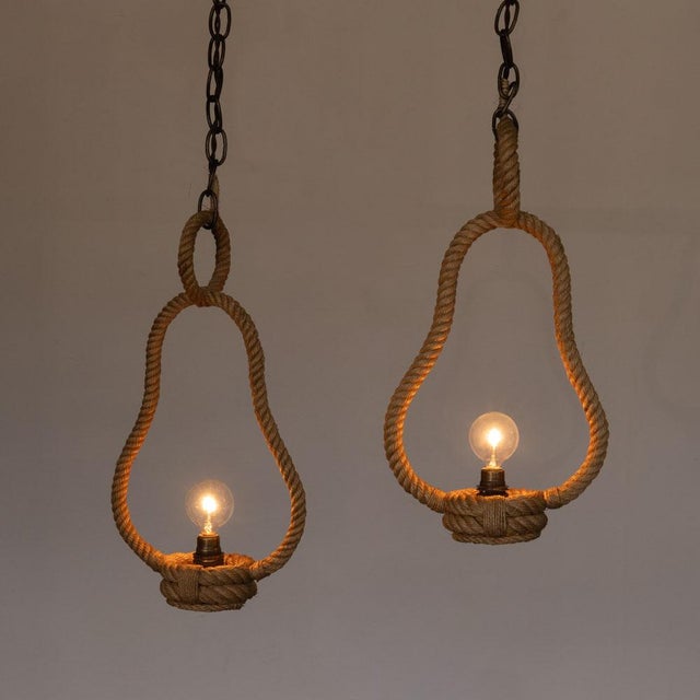 1960s French Rope Pendant Lights by Audoux Minet - a Pair For Sale In Los Angeles - Image 6 of 12