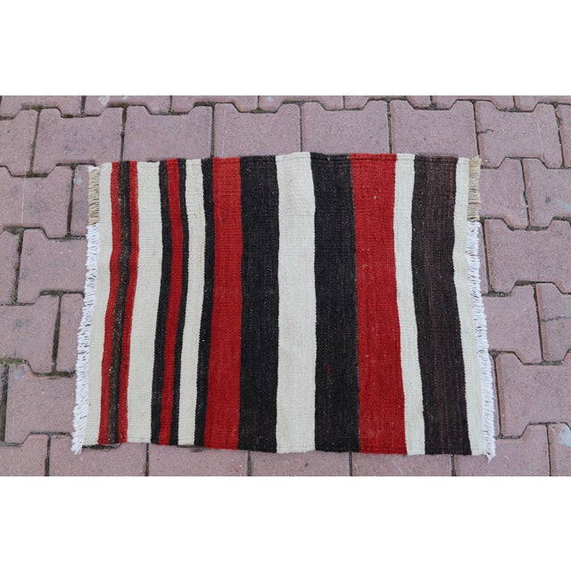 1980s Tribal Red Striped Cappadocia Kilim For Sale - Image 4 of 13