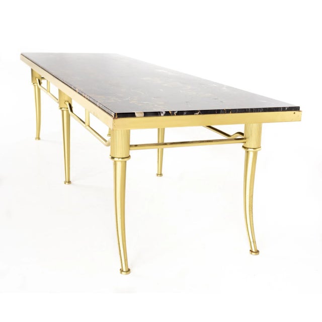 Brass and Black Marble Coffee Table For Sale - Image 4 of 10