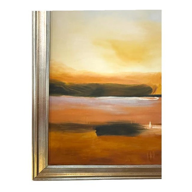 2000 - 2009 Framed Landscape Oil Painting – Warm Sunset Over Water Z. Groger For Sale - Image 5 of 7
