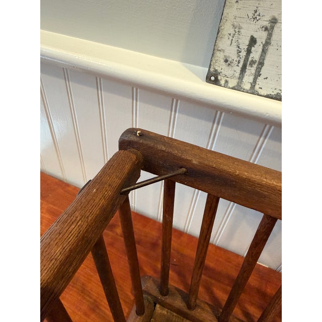 Large Antique Oak Slat Market Basket | Primitive General Store Produce Display Crate | Mission Style Farmhouse Storage For Sale - Image 4 of 17