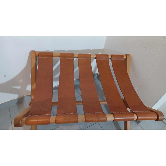 Stool in Leather and Wood, 1970s For Sale - Image 12 of 15