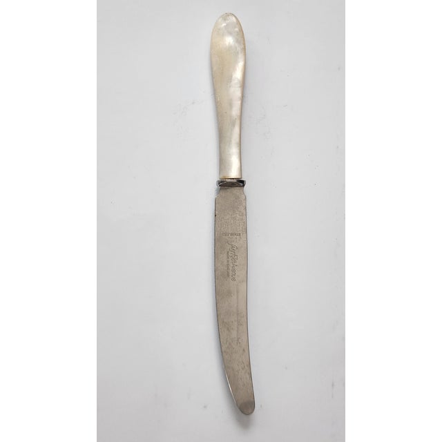 Mid 20th Century Vintage Saks Fifth Avenue Mother-of-Pearl Handled Knife, Made in England For Sale - Image 5 of 7
