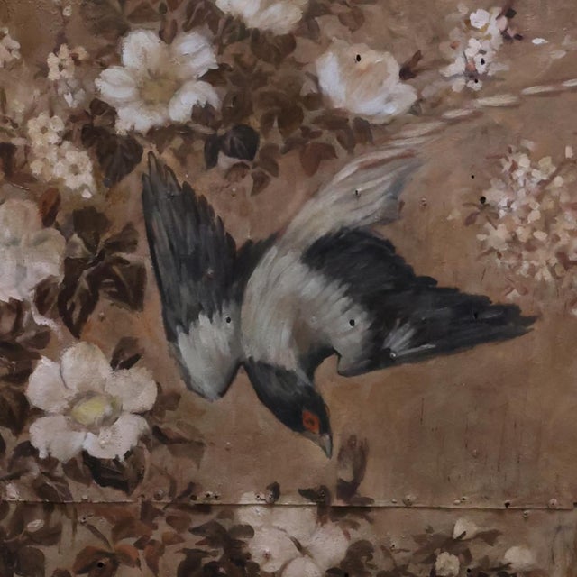 20th Century Vietnamese Metal-on-Wood Blue Bird Panel For Sale - Image 4 of 4