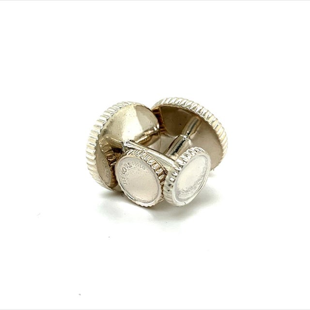 1990s 1990s Pair of Tiffany & Co Estate Ridced Cufflinks Sterling Silver For Sale - Image 5 of 8