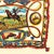 Bandana inspired motif featuring a roping cowboy against a an open sky landscape.