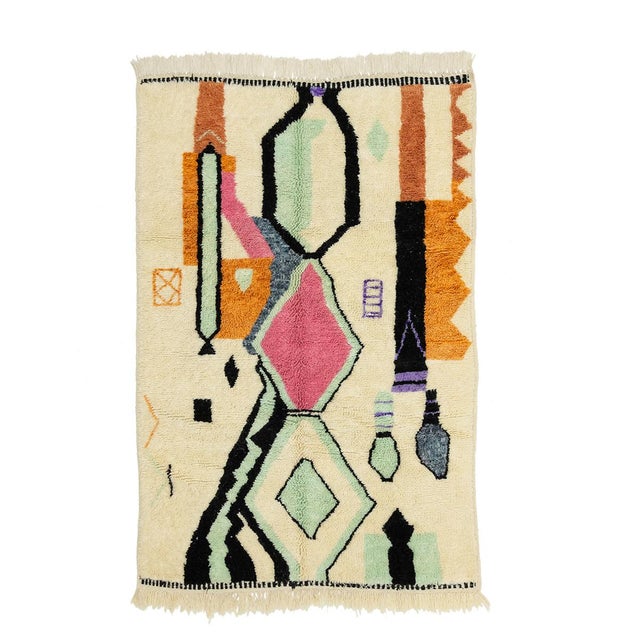 Cream Hand-Knotted Wool Rug by Azele Studio For Sale - Image 8 of 8