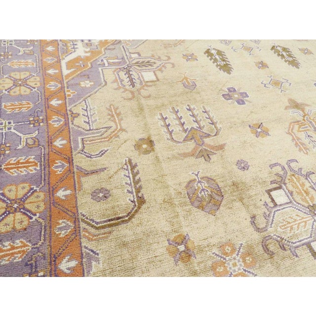 Textile Galerie Shabab Collection Mid-20th Century Soft Colored Oushak Carpet in Beige, Purple, and Orange For Sale - Image 7 of 10