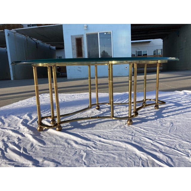 Mastercraft Brass "Race Track" Coffee Table in Faux Bamboo For Sale In Denver - Image 6 of 13