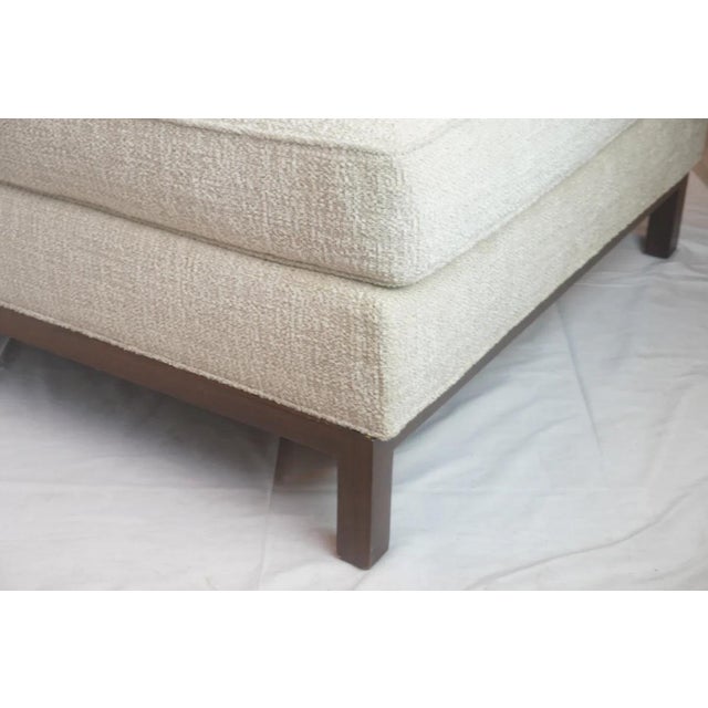 Vintage Edward Wormley extra-long chaise, freshly reupholstered in a soft, textural boucle fabric, brings refined comfort...