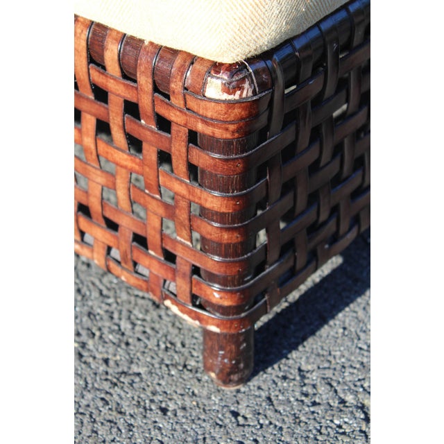 1990s McGuire Woven Leather Armchair and Ottoman From the Antalya Collection For Sale - Image 12 of 18