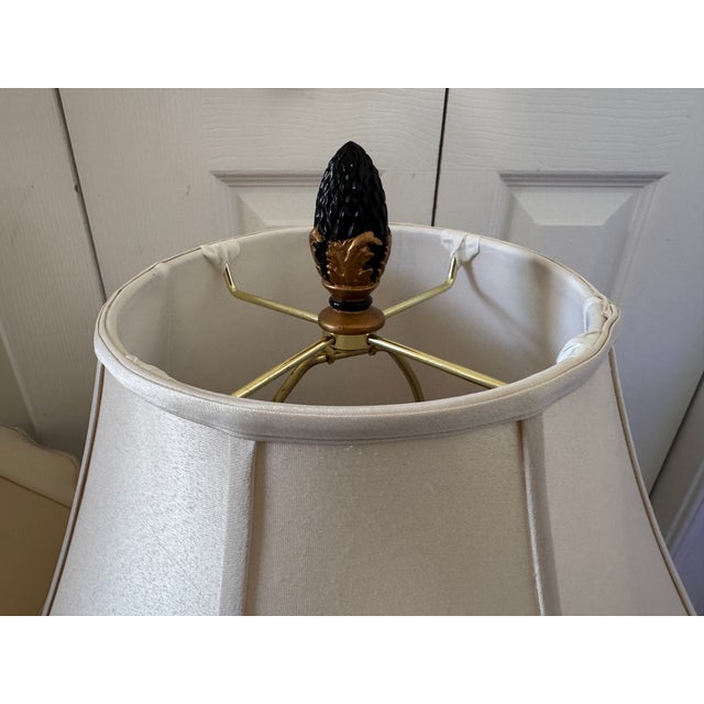 Vintage 1980s Italian Ceramic & Wood Gilt & Aqua Neoclassical-Style Empire Table Lamps For Sale - Image 17 of 18