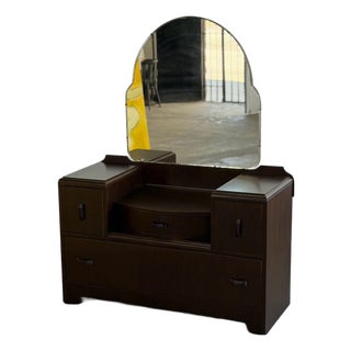 Vintage Art Deco Clover Shaped Mirror Vanity For Sale