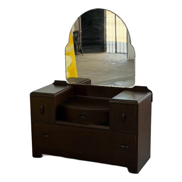 Vintage Art Deco Clover Shaped Mirror Vanity For Sale
