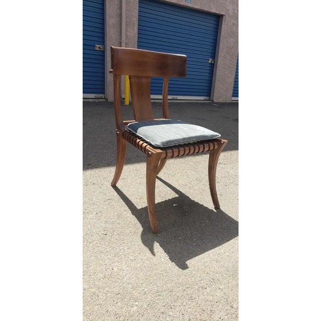 1980s Vintage Klismos Style Solid Walnut Dining Chairs - Set of 6 For Sale - Image 4 of 5