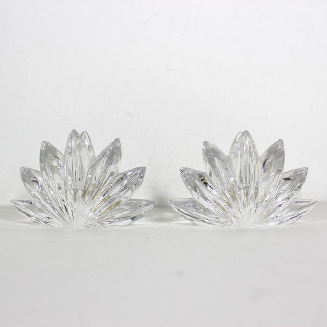 Pair of vintage Mikasa crystal art deco style candleholders. These are heavy and have a stunning shape. They hold slightly...