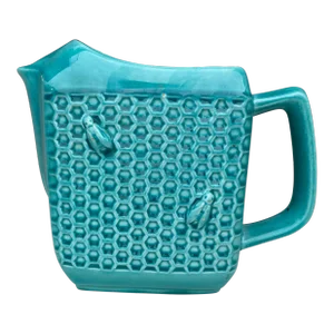 Aqua Majolica Bee Pitcher Saint Clement, Circa 1950