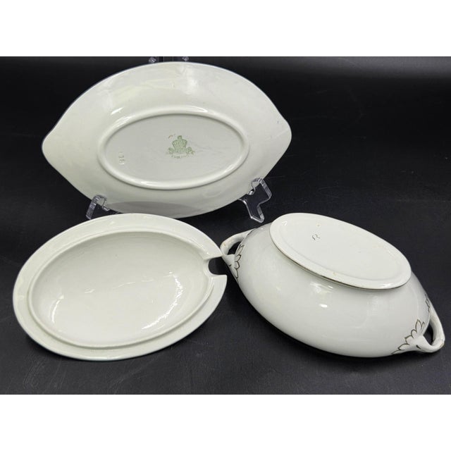 Mid 20th Century Mid 20th Century Large English Gravy Boat With Cobalt Blue Stripe For Sale - Image 5 of 18