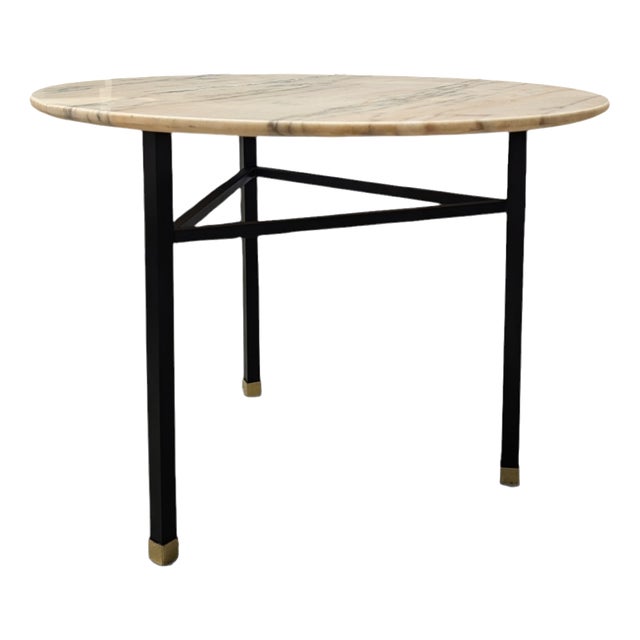 Round Coffee Table with Marble Base, 1950s For Sale