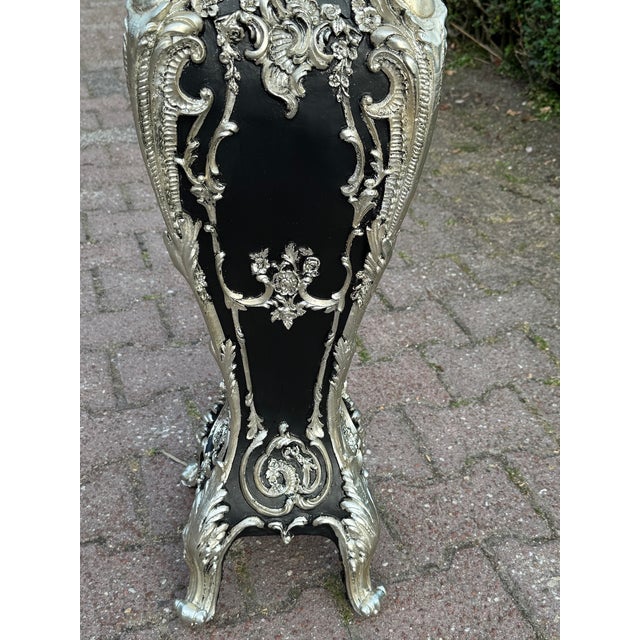 1980 Italian Baroque Black Silver Pedestal For Sale - Image 9 of 13
