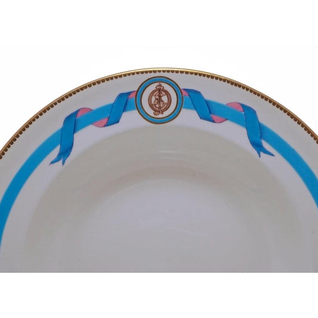English 19th Century English Dinnerware Set for Four Place Settings + Serving Platter Turquoise Enamel Porcelain Pellat- 13 Pieces For Sale - Image 3 of 10