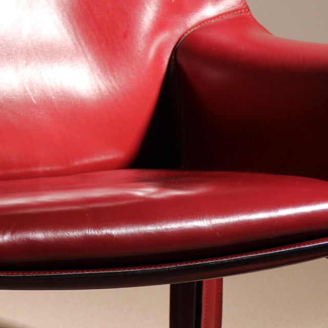 1980s Vintage Cab 414 Chair in Leather by Mario Bellini for Cassina, 1982 For Sale - Image 5 of 18