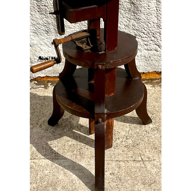 Vintage Boho Primitive Crank Pedestal For Sale - Image 4 of 8