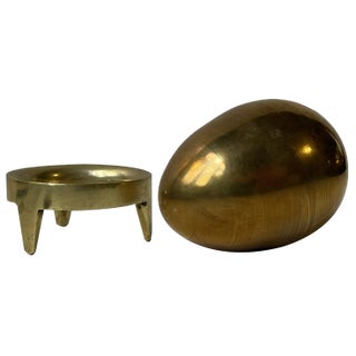Mid-Century Bronze Egg Ornament and Stand from Illums Bolighus, 1960s, Set of 2 For Sale