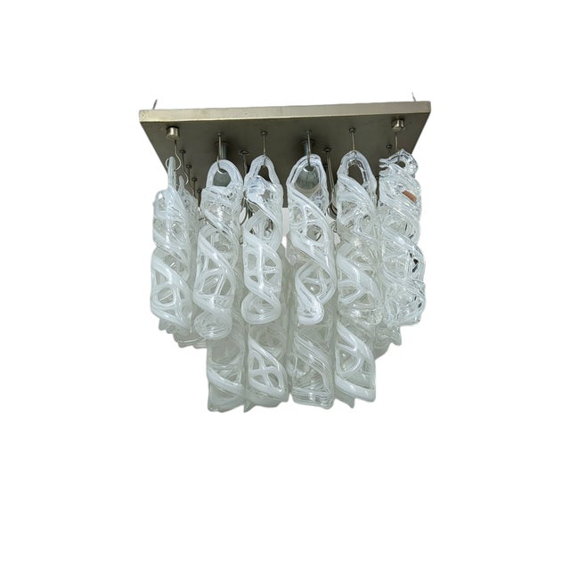 Silver Ceiling Light with Murano Glass Pendants, 1970s For Sale - Image 8 of 8