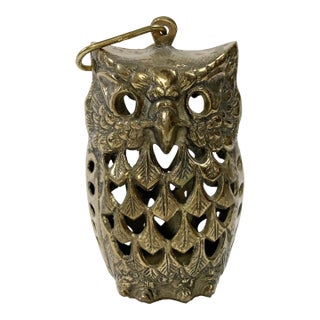 Brass Filigree Owl Hanging Lantern For Sale