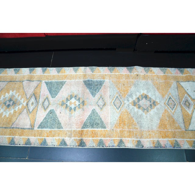 1960s 1960s Vintage Geometric Design Turkish Herki Runner For Sale - Image 5 of 11