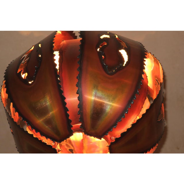 Brutalist Brutalist Torch Cut Copper Pendant Light, 1970s For Sale - Image 3 of 14