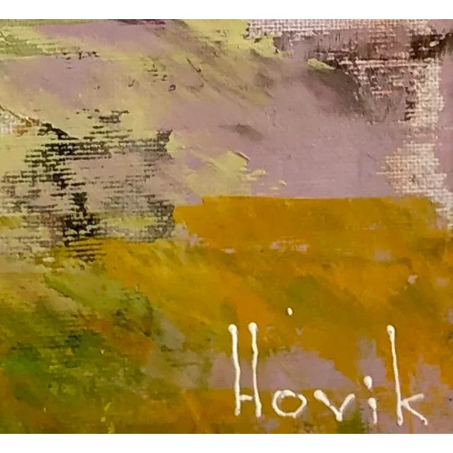 1980s Hovik Expressionist Animal Oil Painting on Canvas of Rhinos For Sale - Image 4 of 5