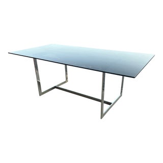 1970s Smoked Glass Dining Table Milo Baughman Style For Sale