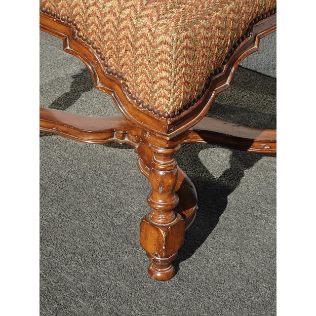 Pair Vintage Marge Carson French Country Styl Brown Ottomans W Decorative Nails For Sale - Image 10 of 18