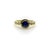 This 18k gold ring’s center stone is a natural vibrant medium-blue sapphire. The stone has a depth that draws you in and...