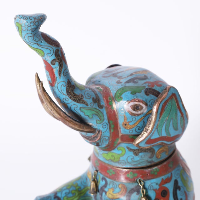 Antique Chinese Cloisonne Elephant Ginger Jar For Sale In West Palm - Image 6 of 11